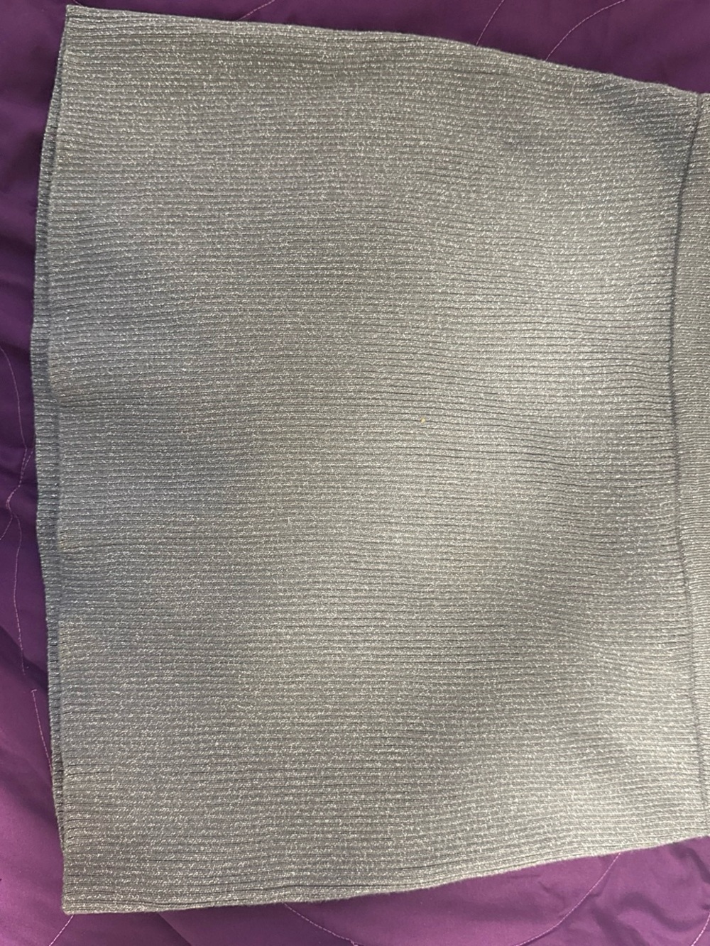 Noisy May Silver Metallic Rib-Knit Wide Leg Pants